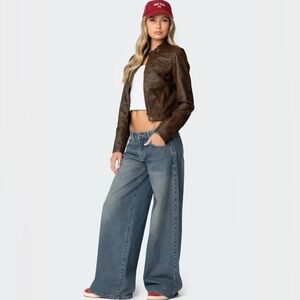 NWT Edikted Teddi Washed Faux Leather Jacket